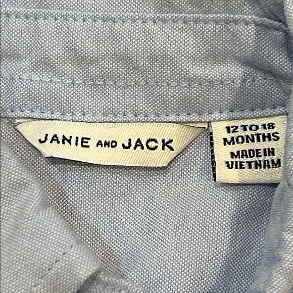 Janie and Jack The Embroidered Oxford Shirt Columbo Blue Bunny 12-18 mos Easter - Picture 6 of 15